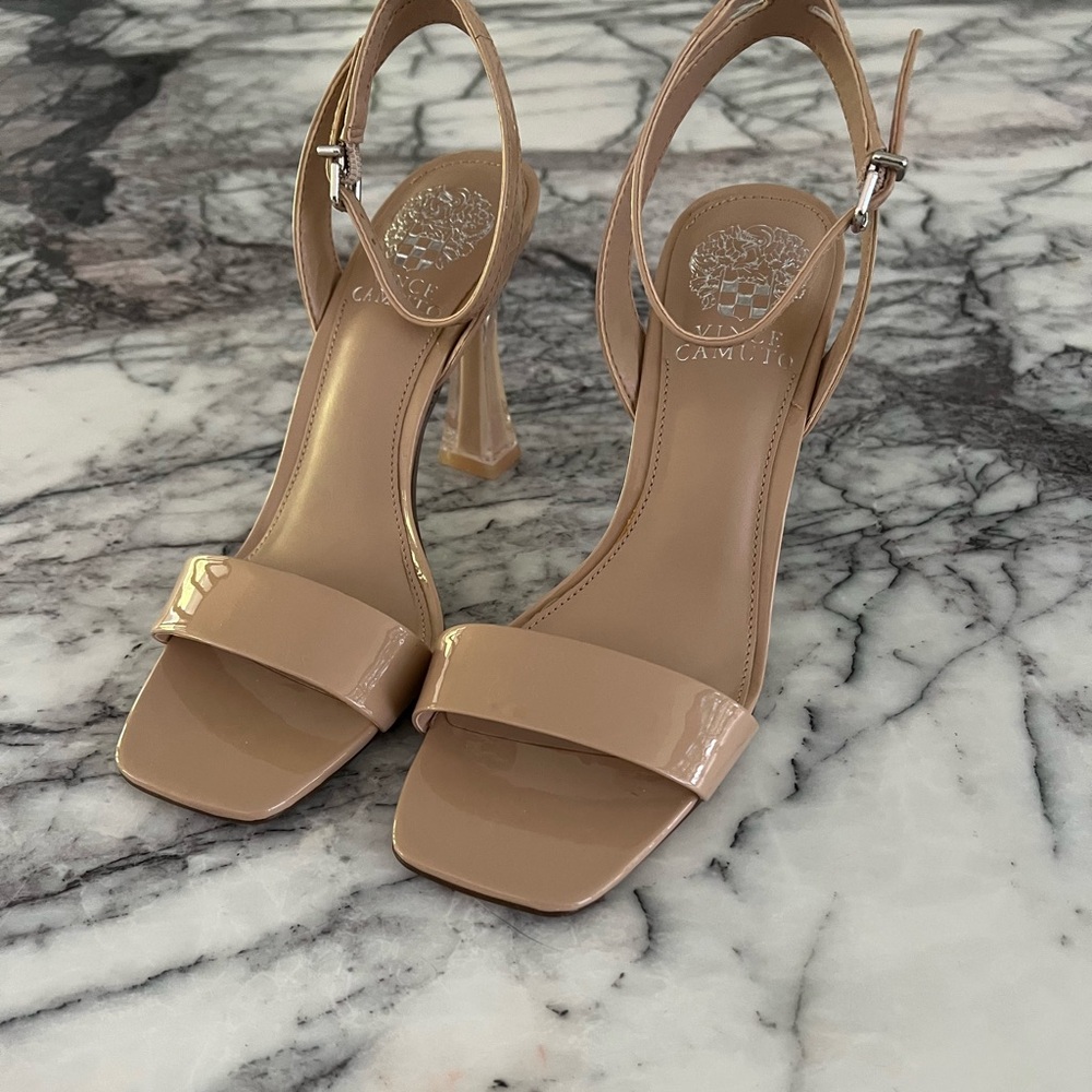 Vince Camuto Nude Patent Leather Heels